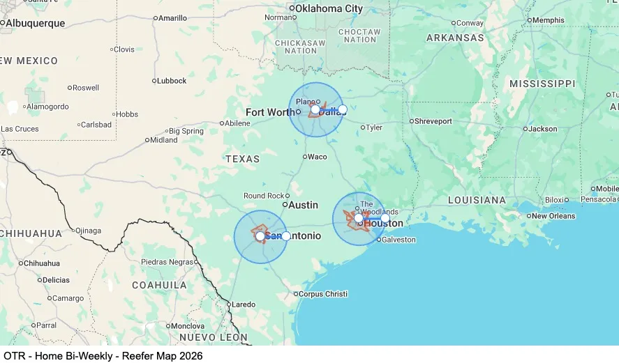 OTR - Home Bi-Weekly - Reefer map