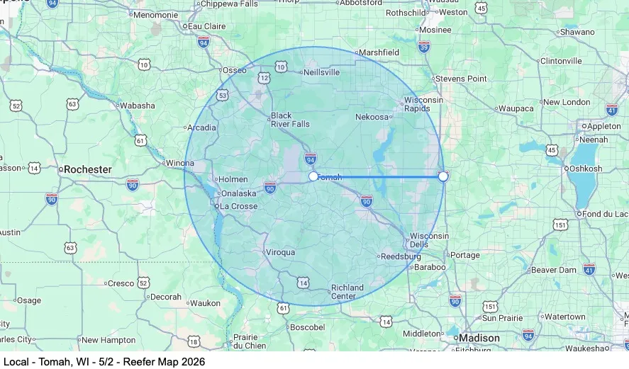 Local - Tomah, WI - 5/2 - Reefer map