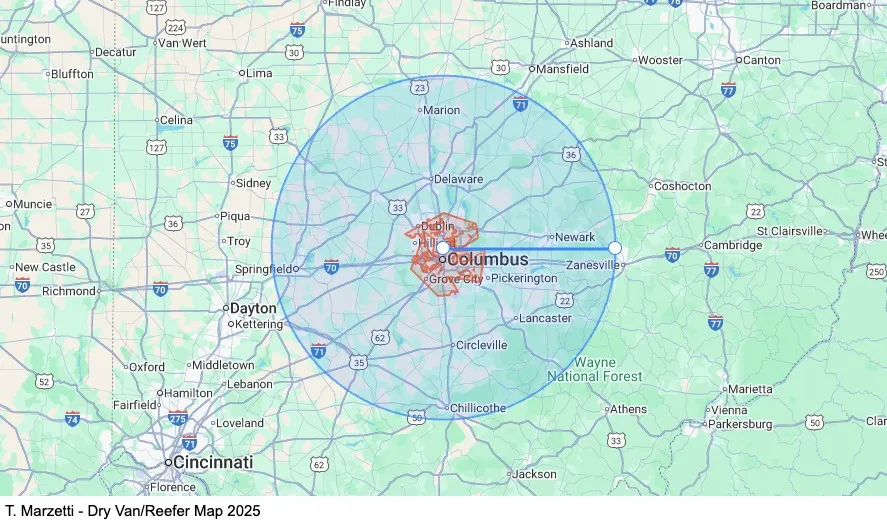 Dedicated - Regional - Dry Van/Reefer map