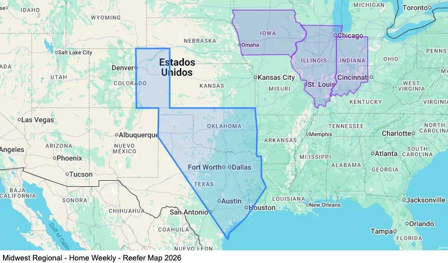 Midwest Regional - Home Weekly - Reefer map