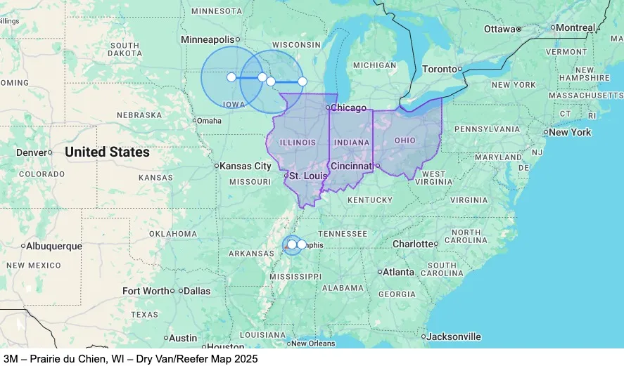 Dedicated – Prairie du Chien, WI – Dry Van/Reefer map