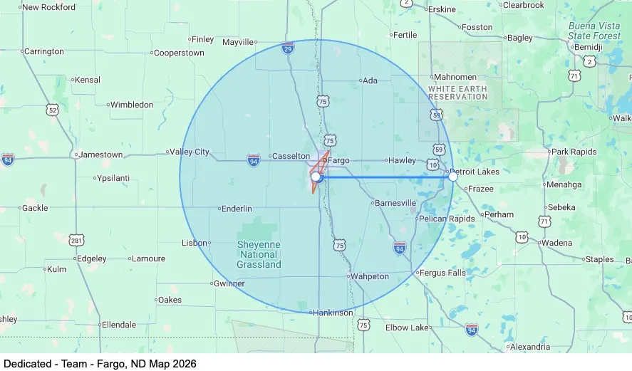 Dedicated - Team - Fargo, ND map