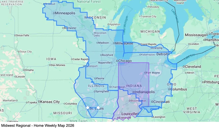 Midwest Regional - Home Weekly map
