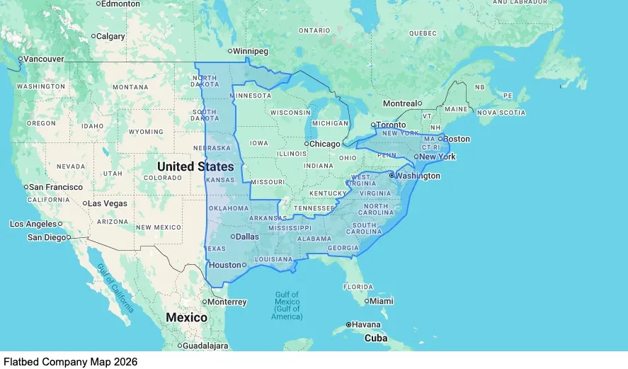 Flatbed Specialized - 14 to 21 Days Out map