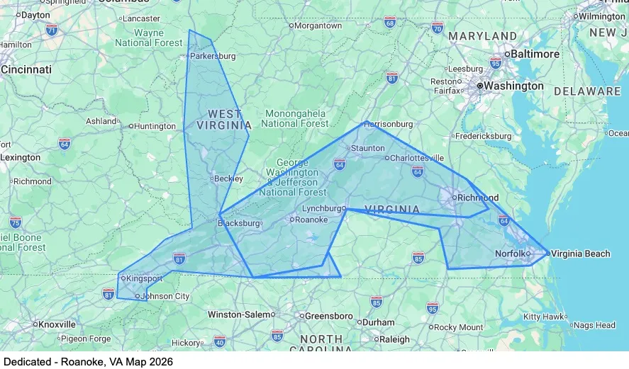 Dedicated - Home Weekly - Roanoke, VA map