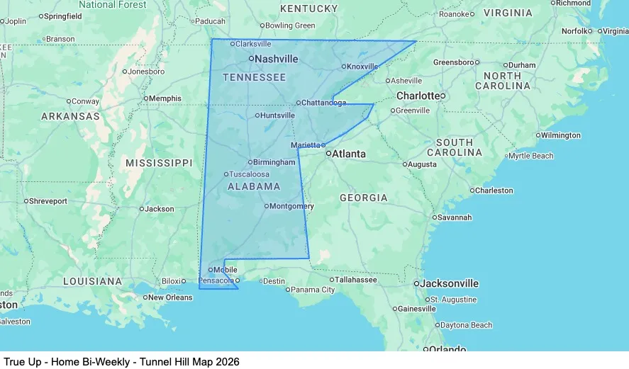True Up - Home Bi-Weekly - Tunnel Hill map