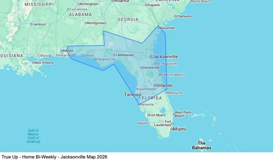 True Up - Home Bi-Weekly - Jacksonville map