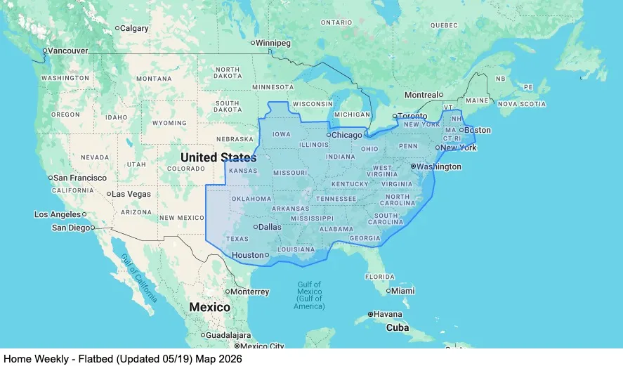 Home Weekly - Lease Purchase - Flatbed 101 map