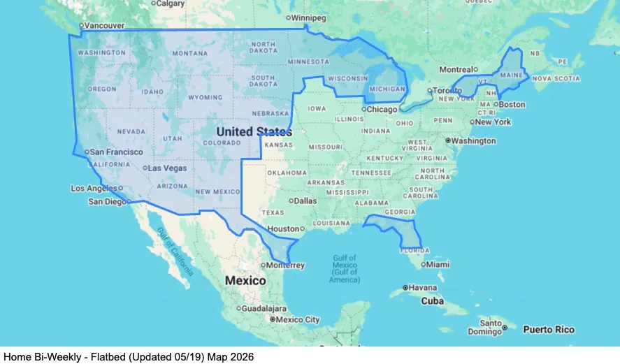 Home Bi-Weekly - Flatbed map