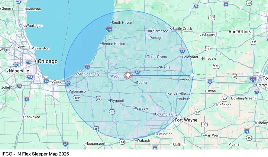 Dedicated - IN Flex Sleeper map