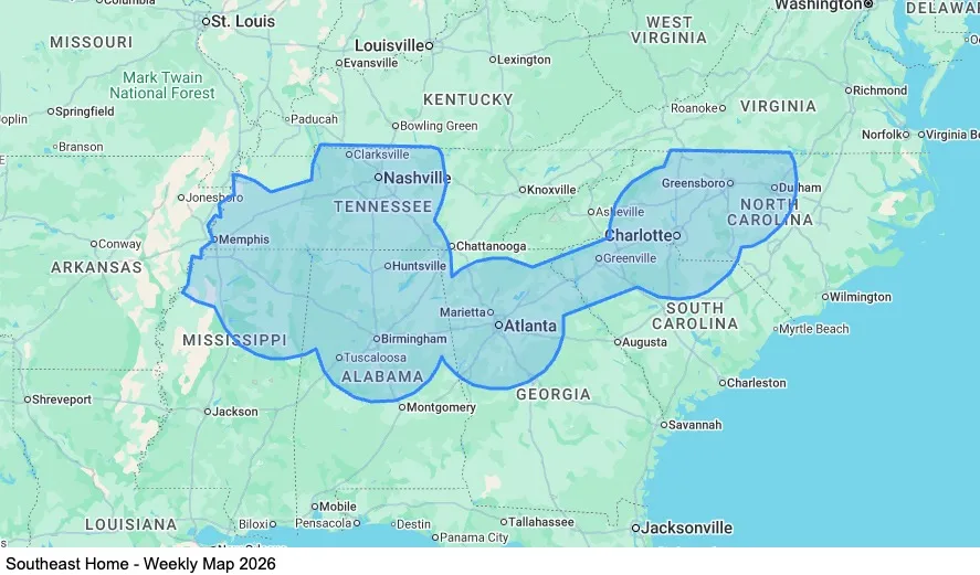 South East - Home Weekly map