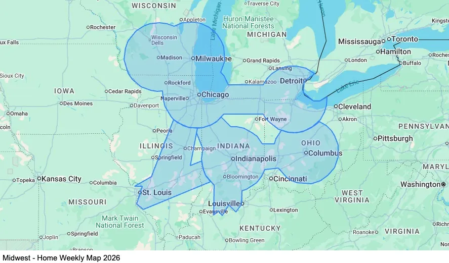 Mid West - Home Weekly map