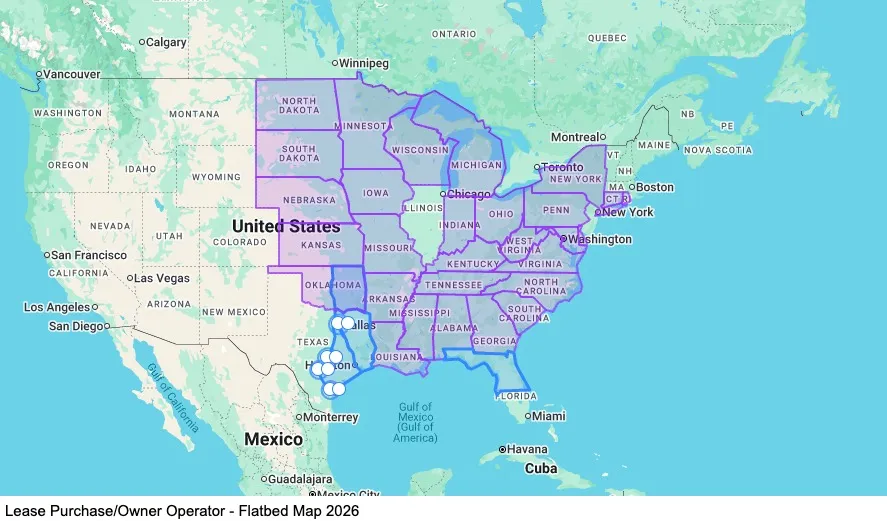 Owner Operator - Home Weekly - Flatbed map