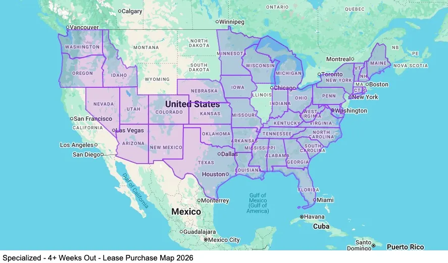 Specialized - 4+ Weeks Out - Lease Purchase map