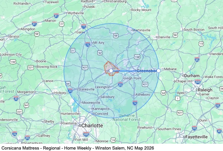 Dedicated - Regional - Home Weekly - Winston Salem, NC map