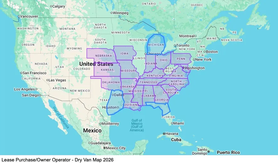 Lease Purchase - Home Weekly - Dry Van map