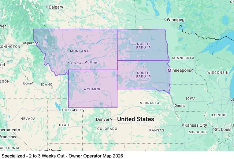 Specialized - 2 to 3 Weeks Out - Owner Operator map