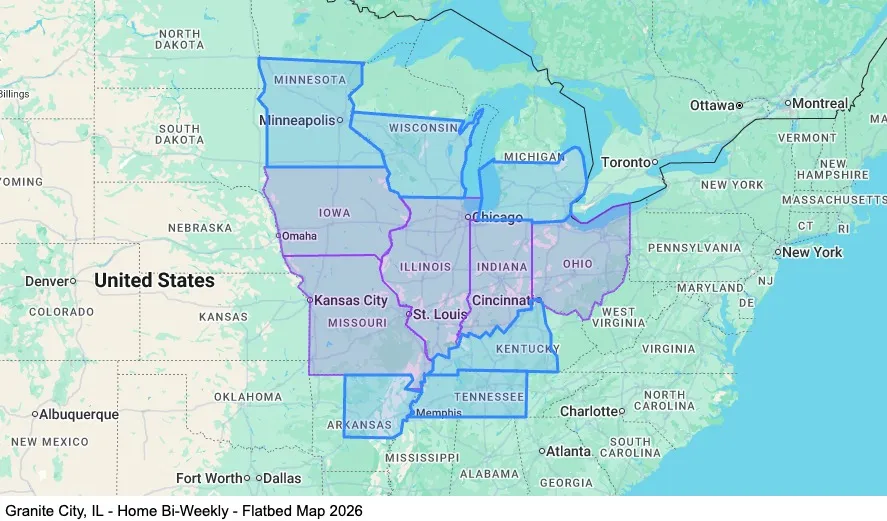 Granite City, IL - Home Bi-Weekly - Flatbed map