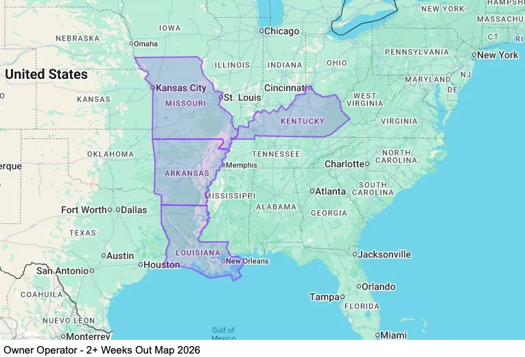 Owner Operator - 2+ Weeks Out map