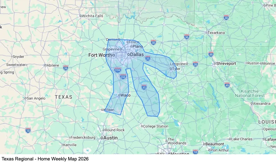 Texas Regional - Home Weekly map