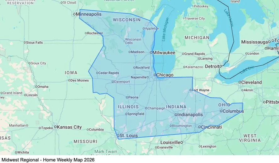 Midwest Regional - Home Weekly map