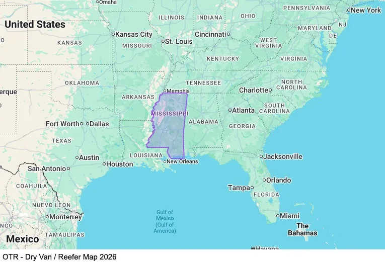 OTR - Dry Van / Reefer map