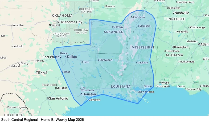 South Central Regional - Home Bi-Weekly map