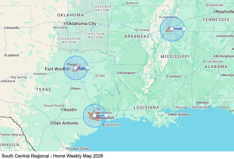 South Central Regional - Home Weekly map