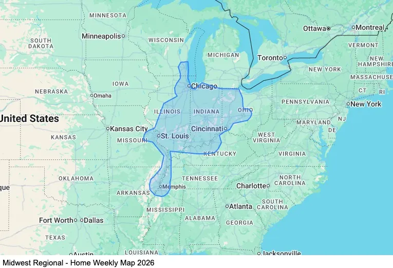 Midwest Regional - Home Weekly map
