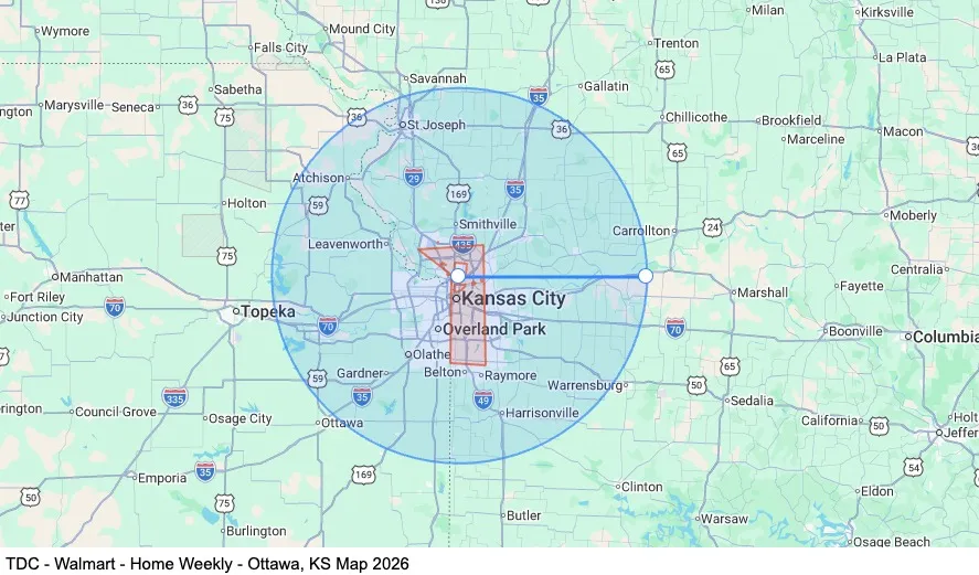 TDC - Dedicated - Home Weekly - Ottawa, KS map