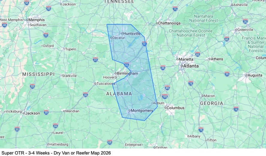 Super OTR - 3-4 Weeks - Dry Van / Reefer map