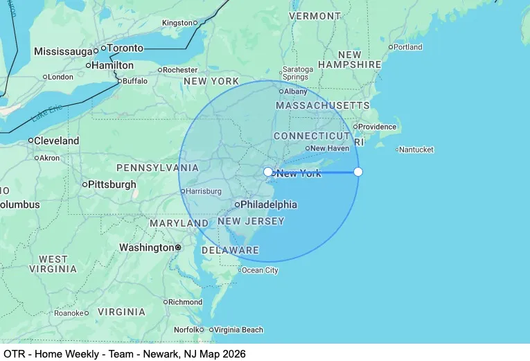 OTR - Home Weekly - Team - Newark, NJ map