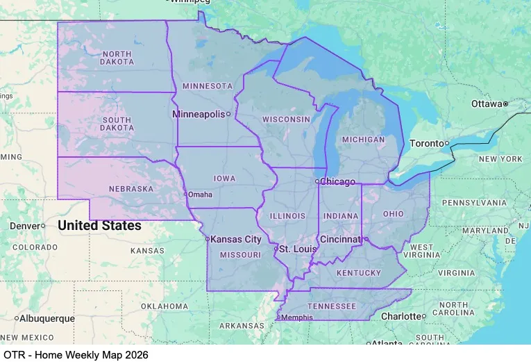 OTR - Home Weekly map